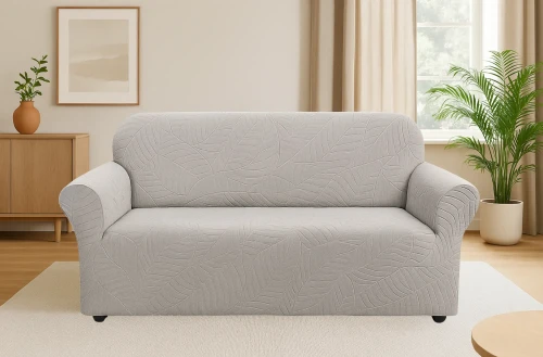 Pokrowiec na kanapę CHŁODNY BEŻ ŻAKARD WZORY 2 osobowy