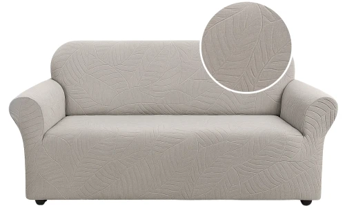 Pokrowiec na kanapę CHŁODNY BEŻ ŻAKARD WZORY 2 osobowy