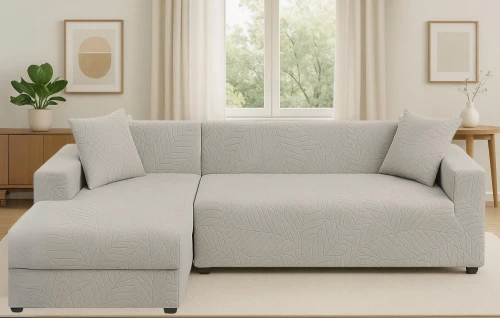 Pokrowiec na kanapę CHŁODNY BEŻ ŻAKARD WZORY 2 osobowy