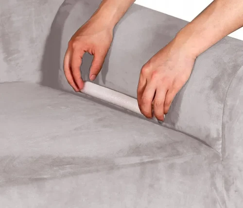 Pokrowiec na kanapę WELUR CHŁODNY BEŻ 2 osobowy