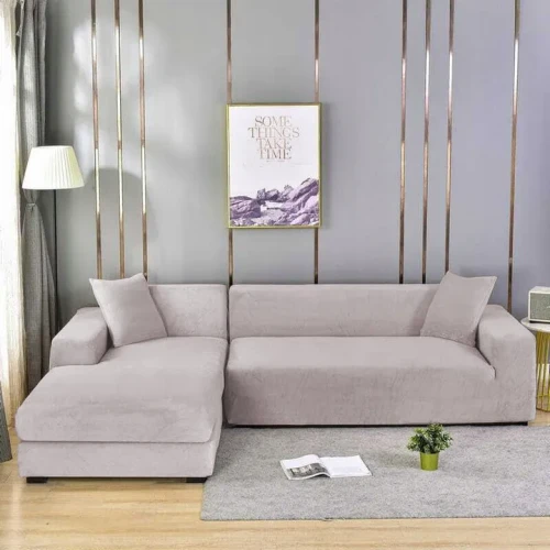 Pokrowiec na kanapę WELUR CHŁODNY BEŻ 3 osobowy