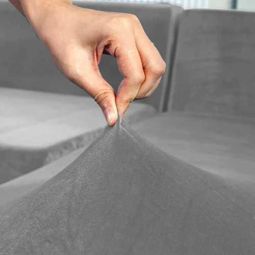 Pokrowiec na narożnik w kształcie litery "L" JASNY SZARY Welur