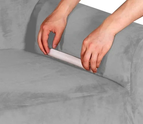 Pokrowiec na narożnik w kształcie litery "L" JASNY SZARY Welur