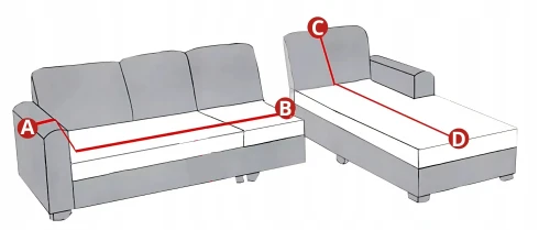 Pokrowiec na narożnik w kształcie litery "L" JASNY SZARY Welur