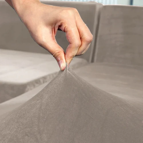 Pokrowiec na narożnik w kształcie litery "L" BEŻ CAPPUCCINO Welur