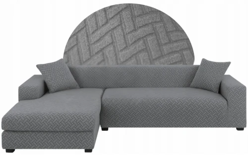 Pokrowiec na narożnik w kształcie litery "L" SZARY Żakard Prostokąty