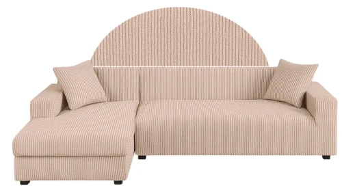 Pokrowiec na narożnik w kształcie litery "L" BEŻOWY Żakard Sztruks