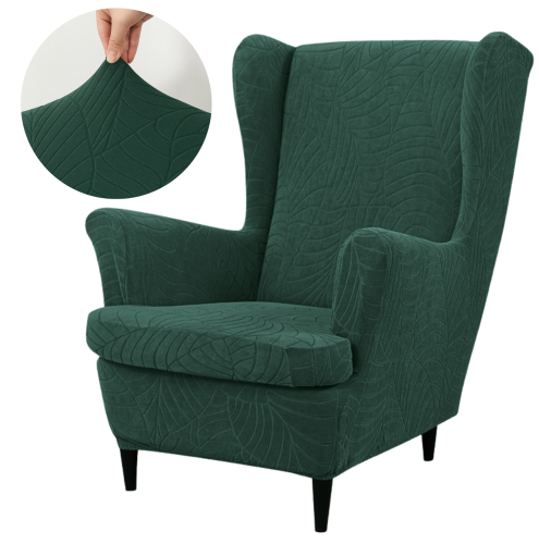 Pokrowiec na fotel USZAK ŻAKARD Liście BUTELKOWA ZIELEŃ