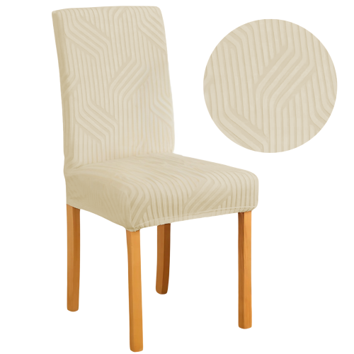 Pokrowiec na krzesło uniwersalny ŻAKARD WARKOCZ Kaszmirowy Beż