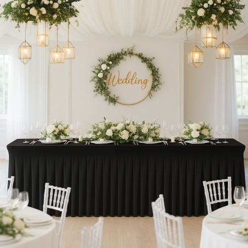 Pokrowiec na stół cateringowy bankietowy SKIRTING GŁADKI Czarny 180x76 cm