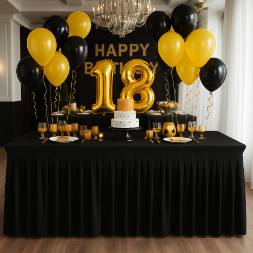 Pokrowiec na stół cateringowy bankietowy SKIRTING GŁADKI Czarny 180x76 cm