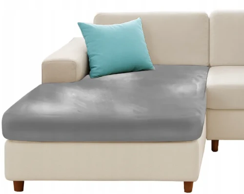 POKROWIEC NA KANAPĘ SIEDZISKO JASNY SZARY WELUR ELASTYCZNY 90-110