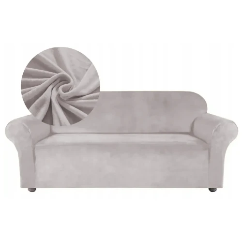 Pokrowiec na kanapę WELUR CHŁODNY BEŻ 2 osobowy