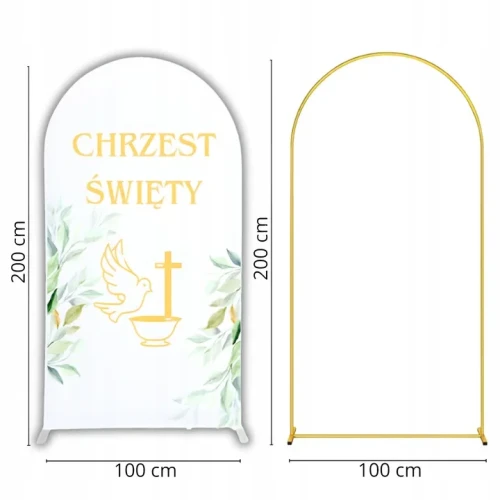 Zestaw Stelaż Złoty ŁUK + Pokrowiec CHRZEST ŚWIĘTY 2M