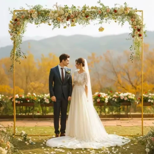 Zestaw Stelaż Złoty KWADRAT + 2 szt. Złote obciążniki