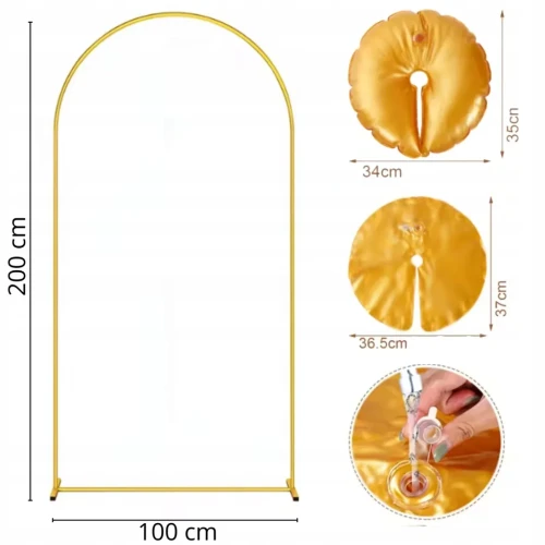 Zestaw Stelaż Złoty ŁUK + 2 szt. Złote obciążniki