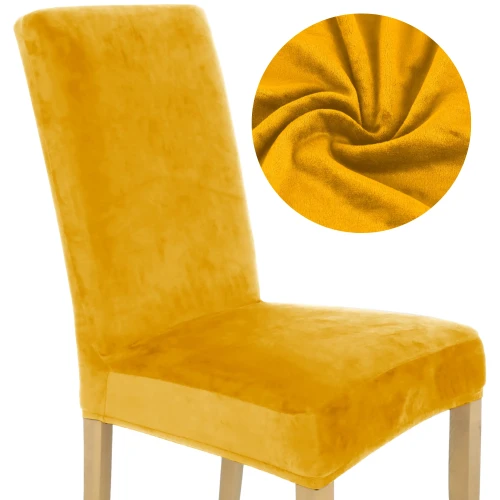 Pokrowiec na krzesło uniwersalny WELUR Musztardowy