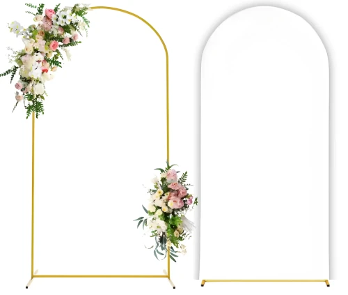 Zestaw Stelaż na balony ZŁOTY łuk + Pokrowiec BIAŁY stojak 200 x 100 cm