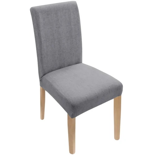 Pokrowiec na krzesło uniwersalny GŁADKI Wzory Melanż Len Szary