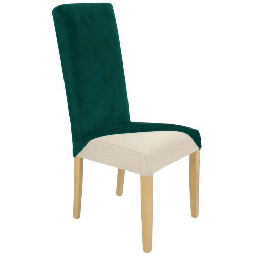 Pokrowiec na krzesło wysokie oparcie WELUR Butelkowa Zieleń