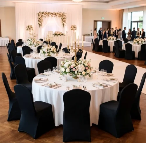 Pokrowiec na krzesło bankietowe 250 gsm GŁADKI Czarny