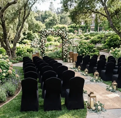 Pokrowiec na krzesło bankietowe 250 gsm GŁADKI Czarny