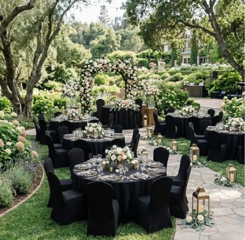 Pokrowiec na krzesło bankietowe 250 gsm GŁADKI Czarny