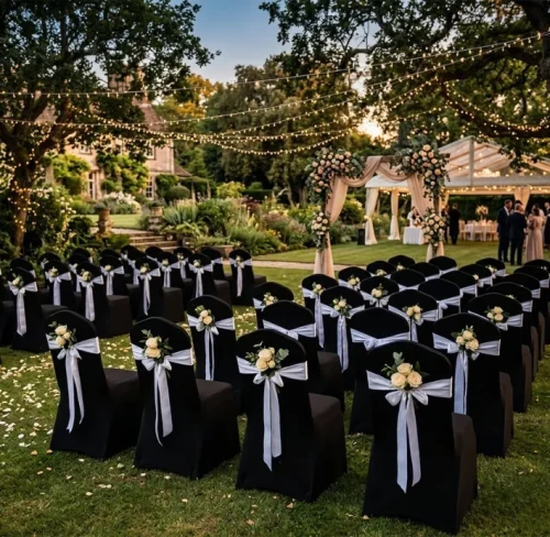 Pokrowiec na krzesło bankietowe 250 gsm GŁADKI Czarny