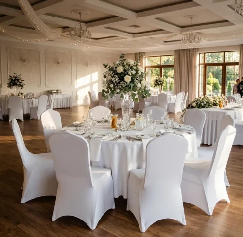 Pokrowiec na krzesło bankietowe 250 gsm GŁADKI Biały