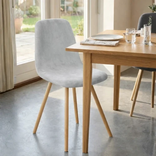 Pokrowiec na krzesło skandynawskie WELUR Jasny Szary