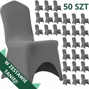 Zestaw 50 SZT Pokrowiec na krzesło weselne 190 gsm GADKI Stalowy