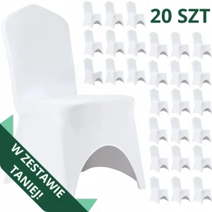 Zestaw 20 SZT pokrowiec na krzesło weselne 190 gsm GŁADKI Biały 