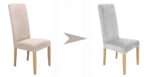 Pokrowiec na krzesło wysokie oparcie WELUR Jasny Szary