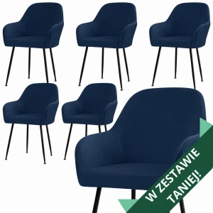 Zestaw 6 SZT Pokrowiec na krzesło kubełkowe z podłokietnikami WELUR Granatowy