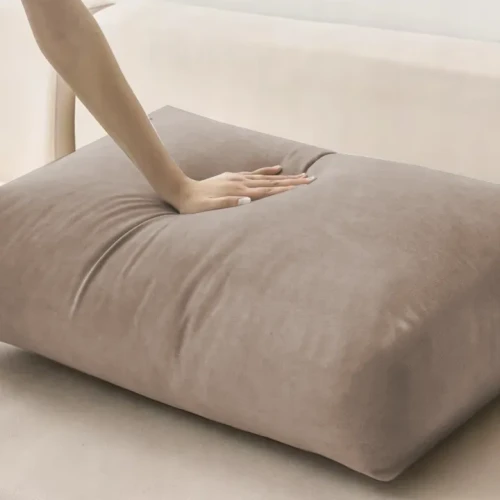 POKROWIEC NA PODUSZKĘ OPARCIE KANAPY BEŻ CAPPUCCINO WELUR 40-80 CM