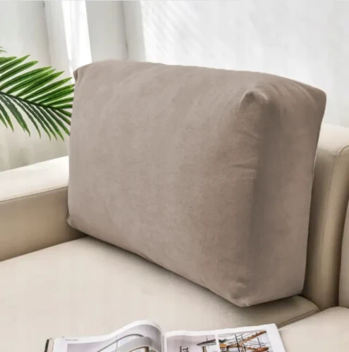POKROWIEC NA PODUSZKĘ OPARCIE KANAPY BEŻ CAPPUCCINO WELUR 40-80 CM