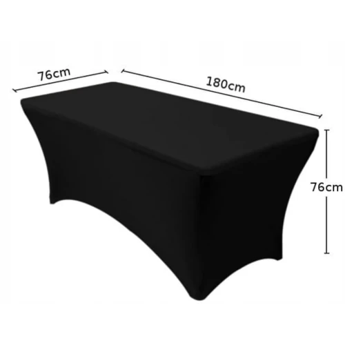 Pokrowiec na stół cateringowy bankietowy GŁADKI Czarny 180x76 cm