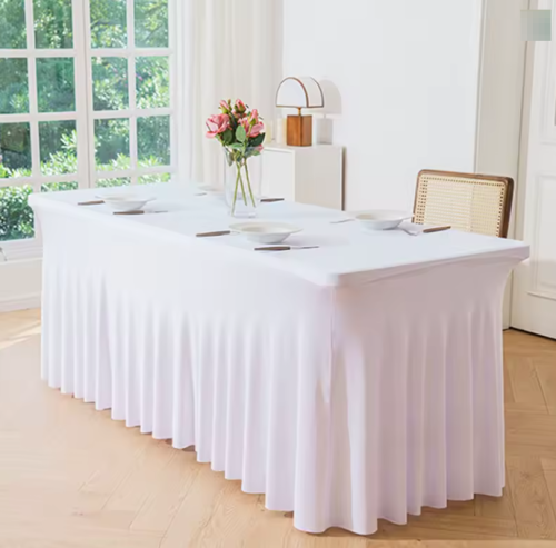 Pokrowiec na stół cateringowy bankietowy SKIRTING GŁADKI Biały 180x76 cm