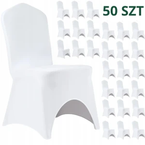 Zestaw 50 SZT pokrowiec na krzesło weselne 190 gsm GŁADKI Biały 