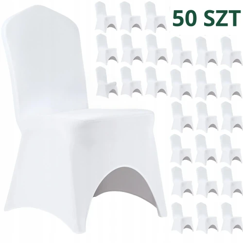 Zestaw 50 SZT pokrowiec na krzesło weselne 190 gsm GŁADKI Biały 