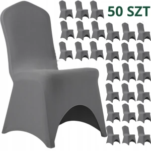 Zestaw 50 SZT Pokrowiec na krzesło weselne 190 gsm GADKI Stalowy