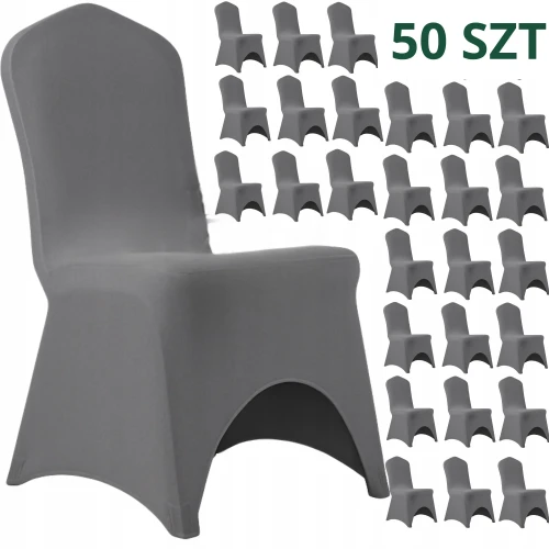 Zestaw 50 SZT Pokrowiec na krzesło weselne 190 gsm GADKI Stalowy