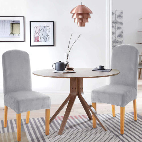 Pokrowiec na krzesło okrągłe oparcie WELUR Jasny Szary