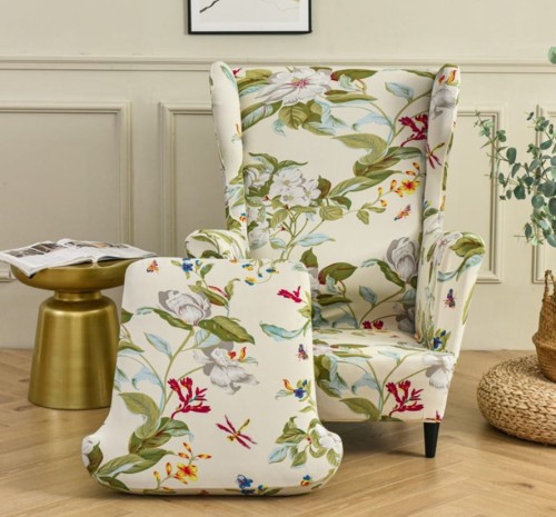 Pokrowiec na fotel USZAK GŁADKI Jasne Kwiaty