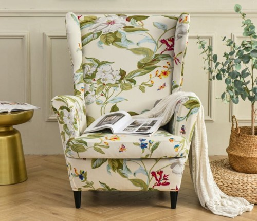 Pokrowiec na fotel USZAK GŁADKI Jasne Kwiaty