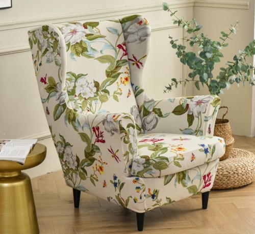 Pokrowiec na fotel USZAK GŁADKI Jasne Kwiaty