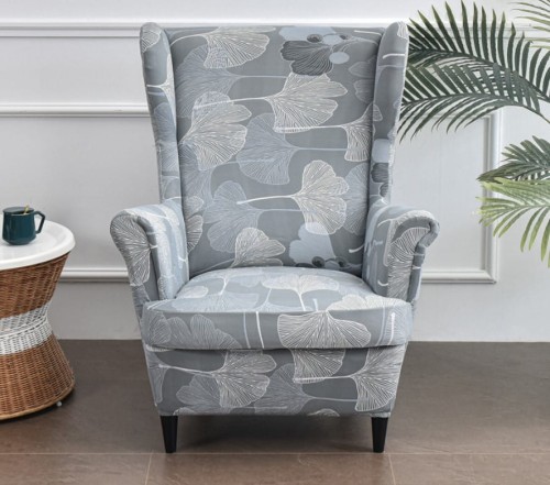 Pokrowiec na fotel USZAK GŁADKI Szare Liście