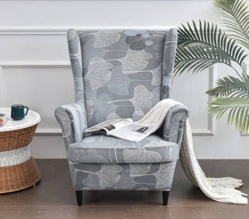 Pokrowiec na fotel USZAK GŁADKI Szare Liście