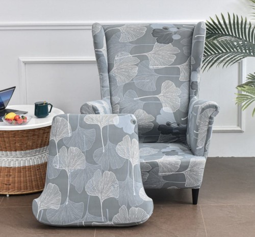 Pokrowiec na fotel USZAK GŁADKI Szare Liście