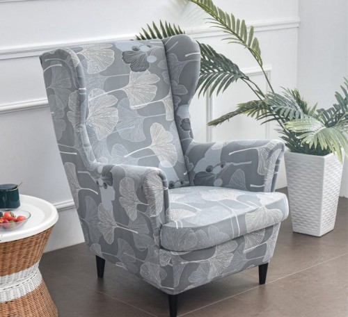 Pokrowiec na fotel USZAK GŁADKI Szare Liście